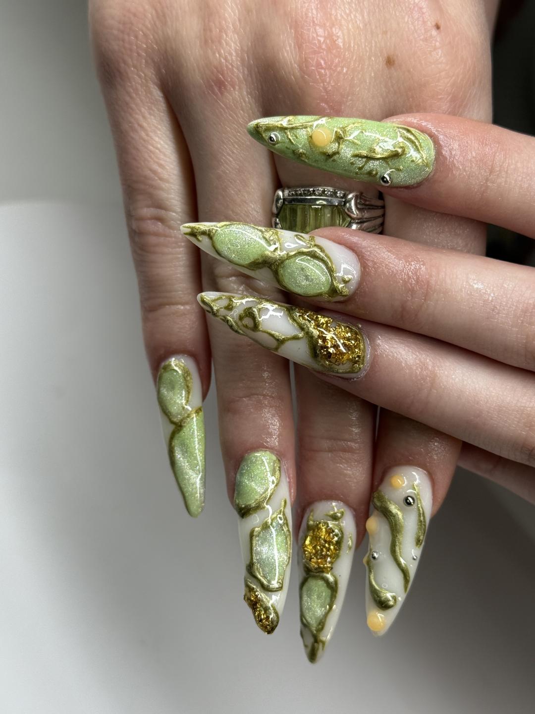 The Maya #beograd Izlivanje noktiju Izlivanje noktiju gelom + nail art - XXL dužina