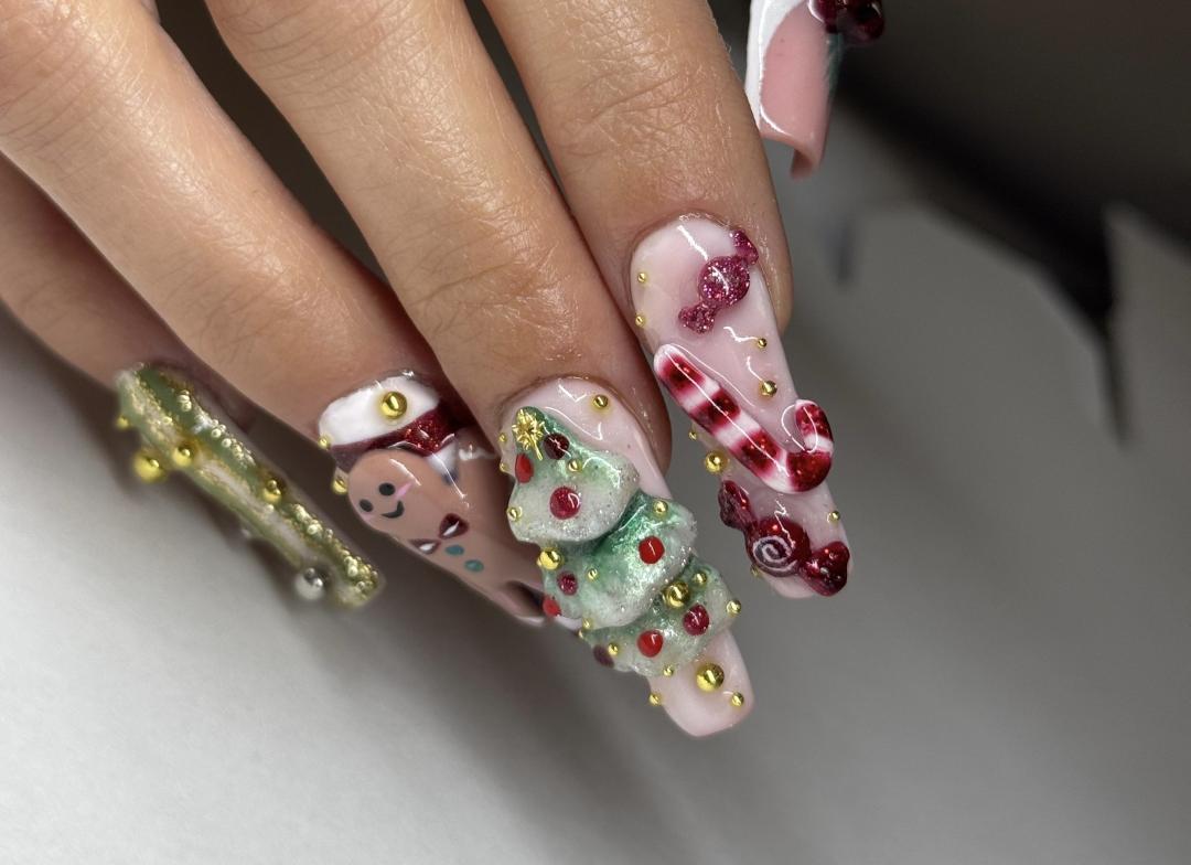 The Maya #beograd Izlivanje noktiju Izlivanje noktiju gelom + nail art- XL dužina