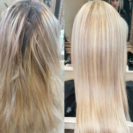 Bibi beauty centar #beograd Pramenovi Pramenovi na foliju u 1 / 2 boje / blanšem + olaplex+ preliv 