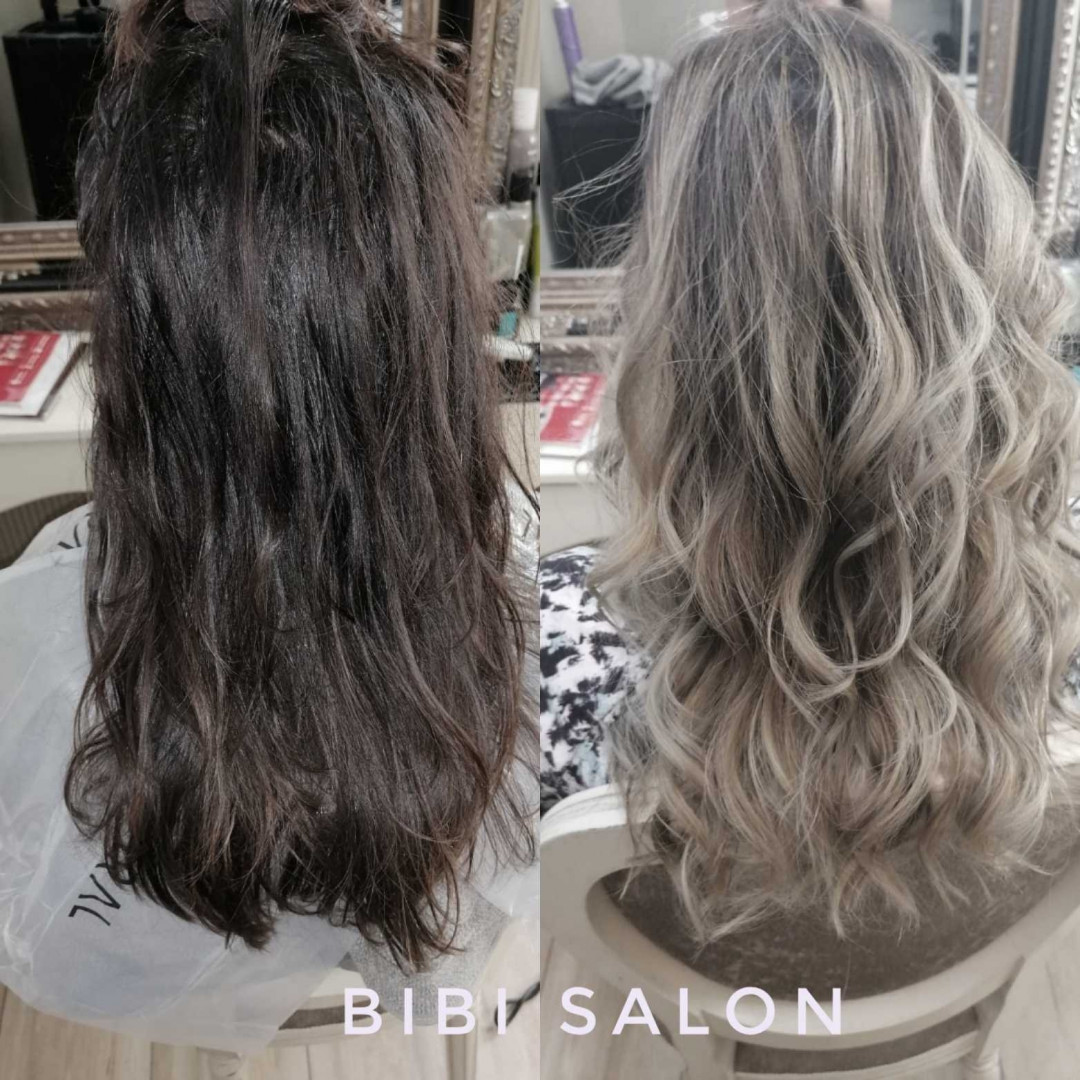 Bibi beauty centar #beograd Pramenovi Pramenovi na foliju u 1 / 2 boje / blanšem + olaplex+ preliv - duga kosa
