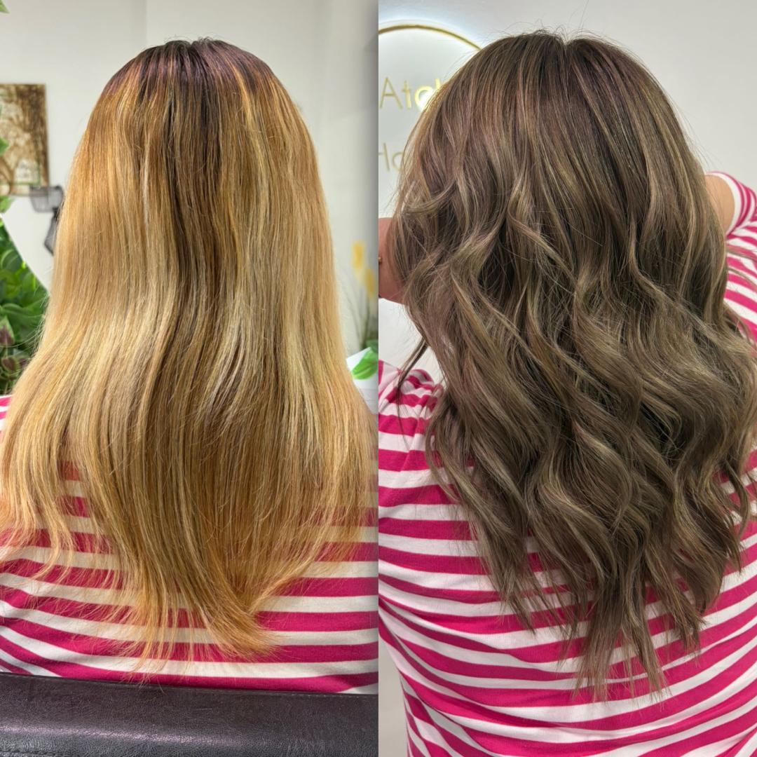 Atelje Glossy Hair #beograd Keratinski tretmani Pramenovi / balayage + Glossy tretman + feniranje - duga kosa