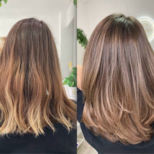 Atelje Glossy Hair #beograd Keratinski tretmani Pramenovi / balayage + Glossy tretman + feniranje - 