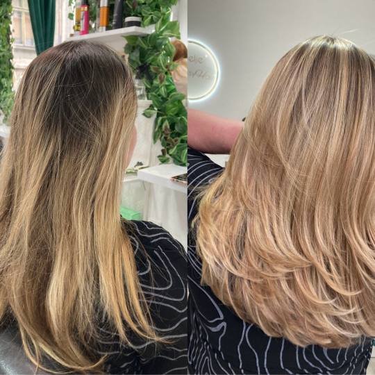 Atelje Glossy Hair #beograd Keratinski tretmani Pramenovi / balayage + Glossy tretman + feniranje - 