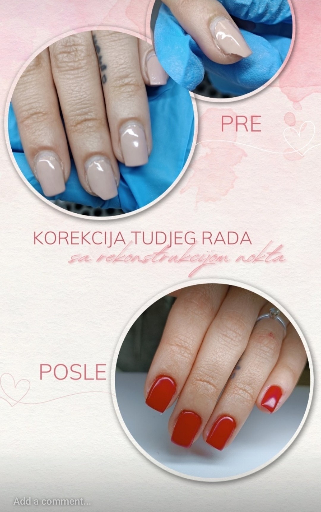Mademoiselle Natalie studio #beograd Korekcija noktiju Rekonstrukcija nokta