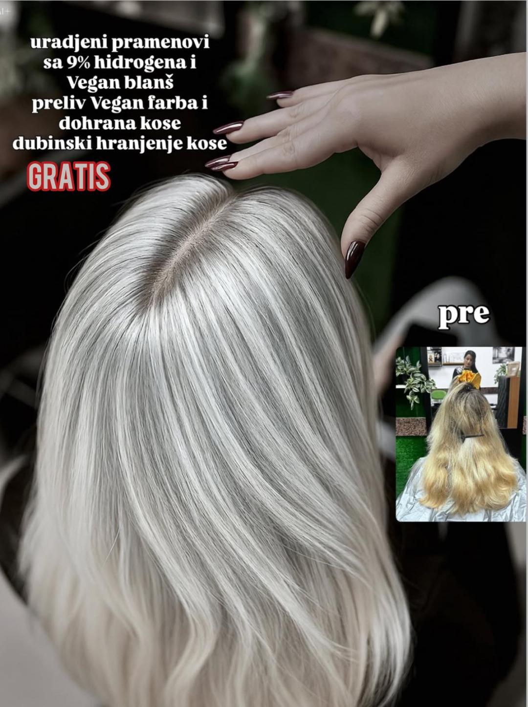 Pramenovi na foliju + gratis Argan tretman dubinske hidratacije - kosa do ramena - Vegan Darija hair delux, Beograd Pramenovi Frizerski saloni Pramenovi, Beograd, Novi Beograd blokovi, Belville, Savski kej