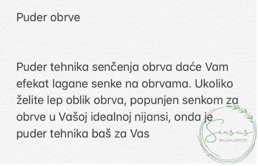 Sensus #beograd Trajna šminka Puder obrve