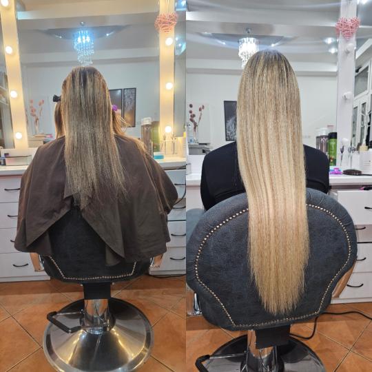 Mia bella beauty #novisad Nadogradnja kose Nadogradnja kose - 70-80 cm Pre i posle nadogradnja kose 