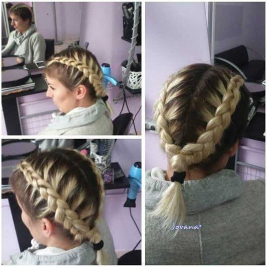 Jovana + #beograd Pletenice, kike, punđe Riblja kost / rajf pletenica - bokserska pletenica - 2 kom