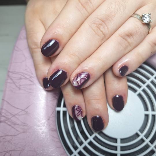 Kozmetički Studio Nera 23 #vrsac Gel lak Gel lak - ruke Gel lak u tamno ljubičastoj boji sa crtani