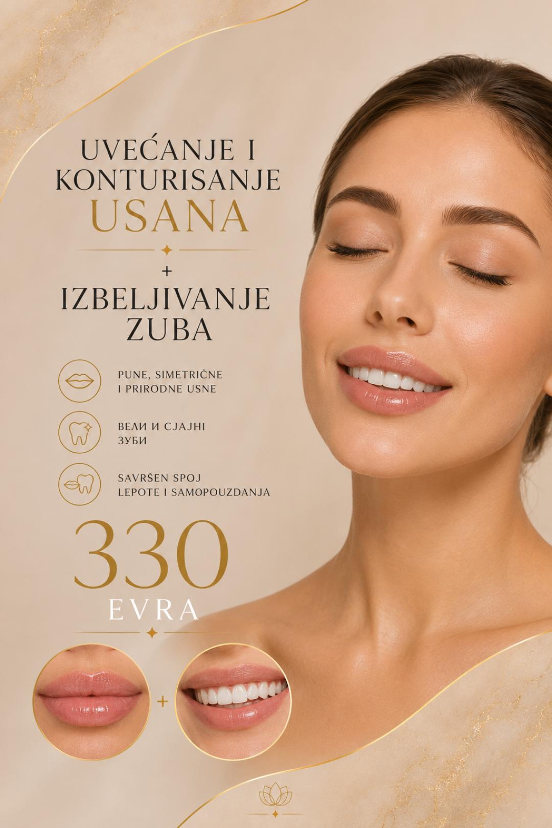 Uvećanje Usana Hijaluronom 1ml + Izbeljivanje zuba - Dr Pantazis - Dental & Beauty Clinic, Beograd Tretman lica Lice Tretman lica, Beograd, Vračar, Čubura, Crveni krst