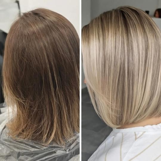Kotenkova Studio & Education #beograd Pramenovi Blond tehnike cele dužine - kosa srednje dužine