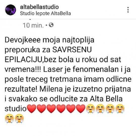 AltaBella Batajnica #beograd Laserska epilacija Laserska epilacija celih nogu + dubokih prepona + br