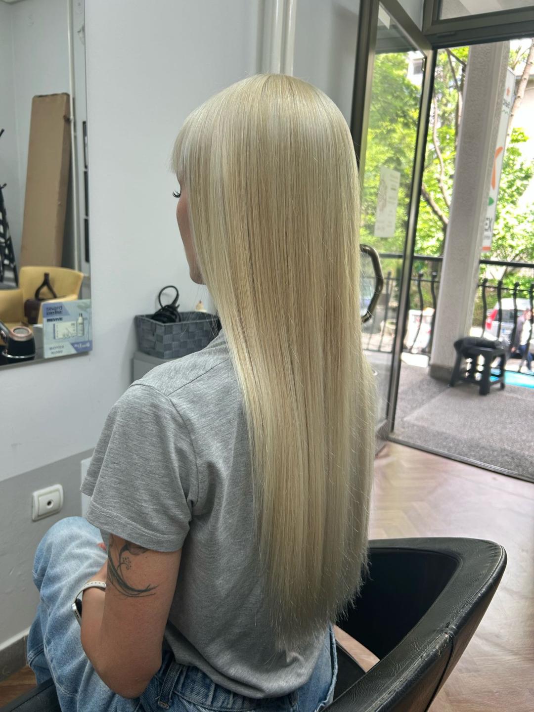 Veolmis #beograd Blajhanje kose Blajhanje cele dužine + preliv Schwarzkopf profeisional - ekstra duga kosa