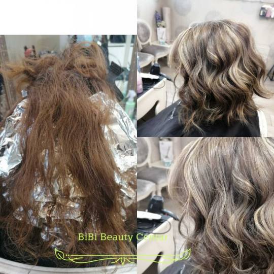 Bibi beauty centar #beograd Pramenovi Pramenovi na foliju u 1 / 2 boje / blanšem + preliv - kosa sr