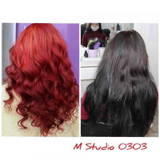 M Studio 0303 #novisad Blajhanje kose Skidanje boje ( jedan tretman) + novo farbanje + treman kose -