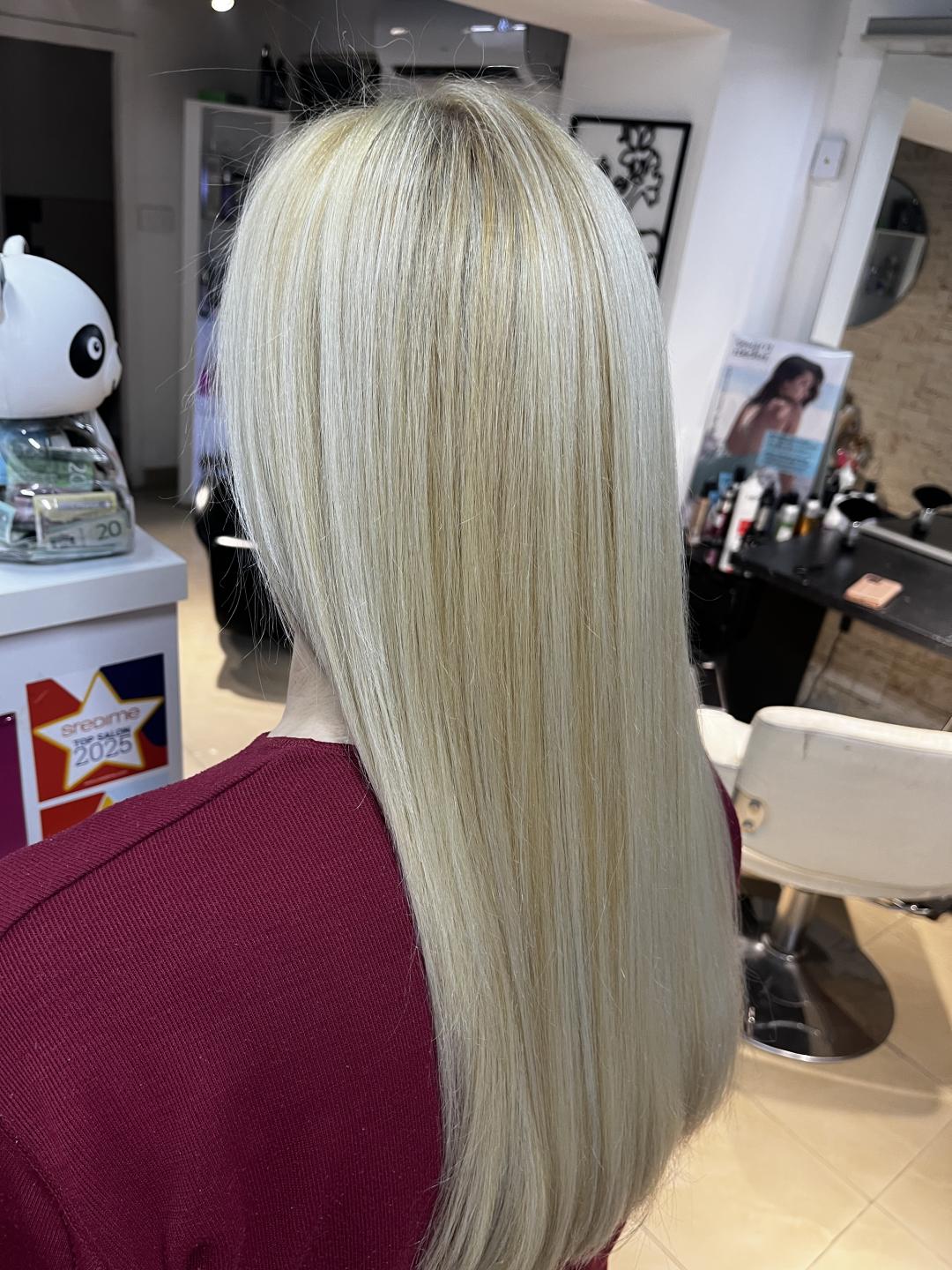 Pramenovi na foliju+preliv+feniranje - duga kosa preko ramena - Wolf Cut, Beograd Pramenovi Frizerski saloni Pramenovi, Beograd, Voždovac