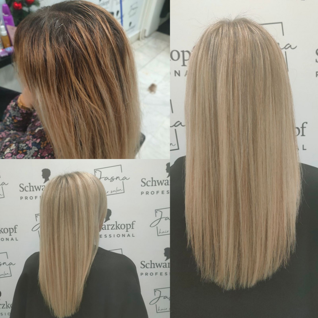 Jasna hair salon #beograd Pramenovi Pramenovi na foliju + preliv - duga kosa
