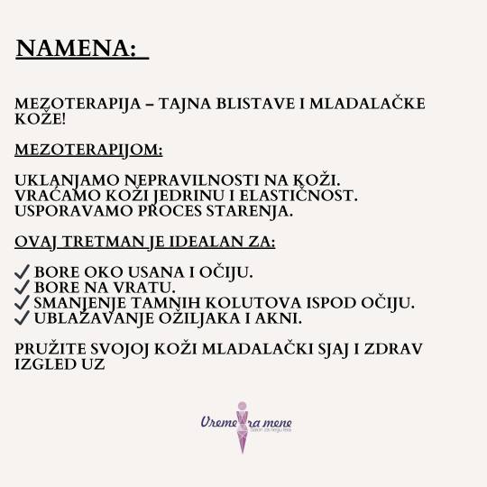 Vreme za mene #novisad Mezoterapija lica Mezoterapija lica + vrata + kiseonik serum + Oxygen tretman