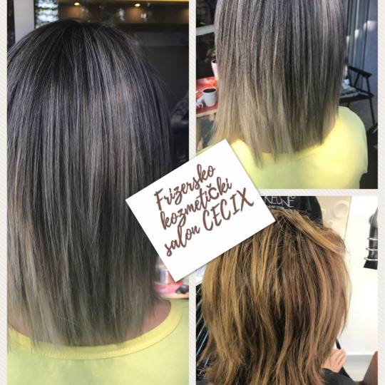 Cecix #beograd Ombre, sombre, balayage Nijansiranje cele dužine kose sa prelivom - kosa srednje du