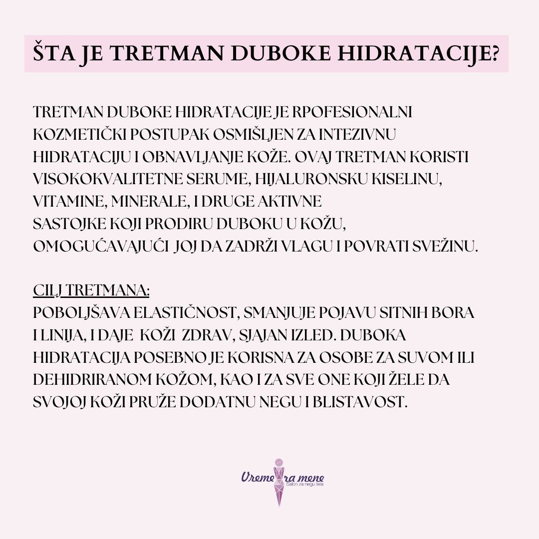 Vreme za mene #novisad Tretman lica Tretman duboke hidratacije + Oxygen tretman gratis