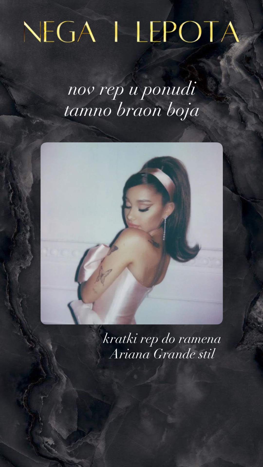 Visoki rep frizura + Ariana Grande style rep do ramena - tamno braon boja - Nega i lepota NS 1, Novi Sad Svečane i frizure za svadbu Frizerski saloni Svečane i frizure za svadbu, Novi Sad, Rotkvarija, Podbara, Salajka