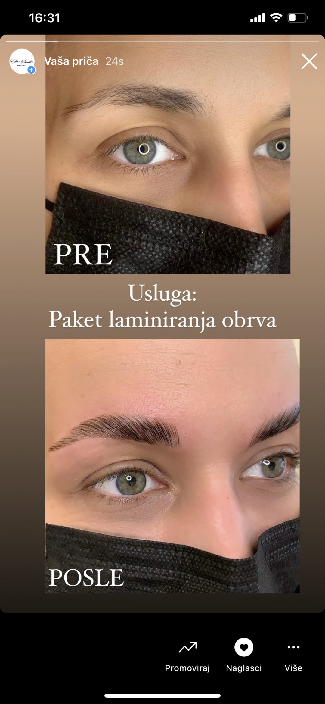 Elite Studio Piccolo #beograd Obrve Laminacija obrva + farbanje
