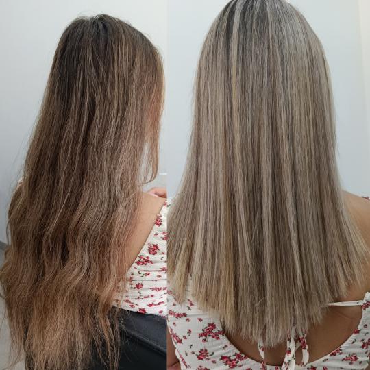 Travijata Donna #novisad Farbanje kose Balayage ili Farbanje izrastka + pramenovi blanšom + preliv 