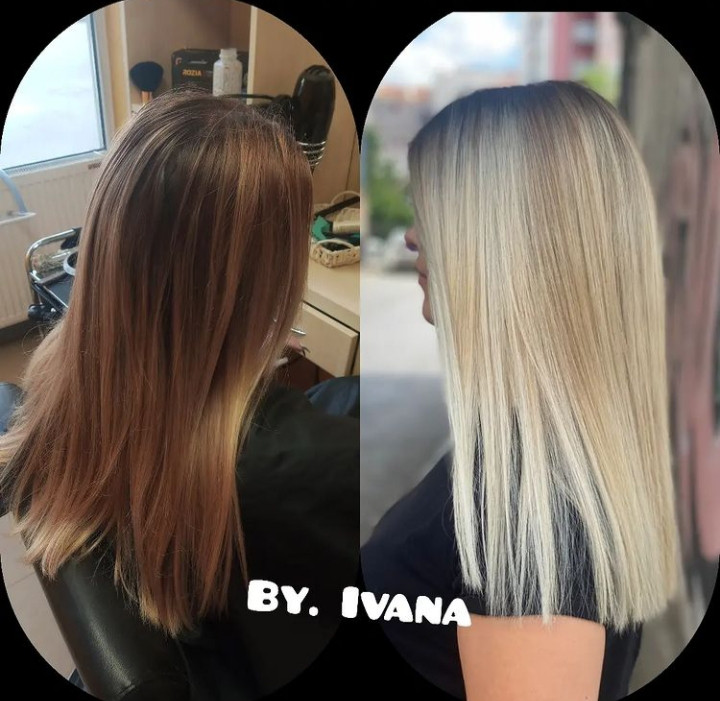 Be Betty #novisad Ombre, sombre, balayage Balayage + farbanje u 2 boje + feniranje - kosa srednje dužine