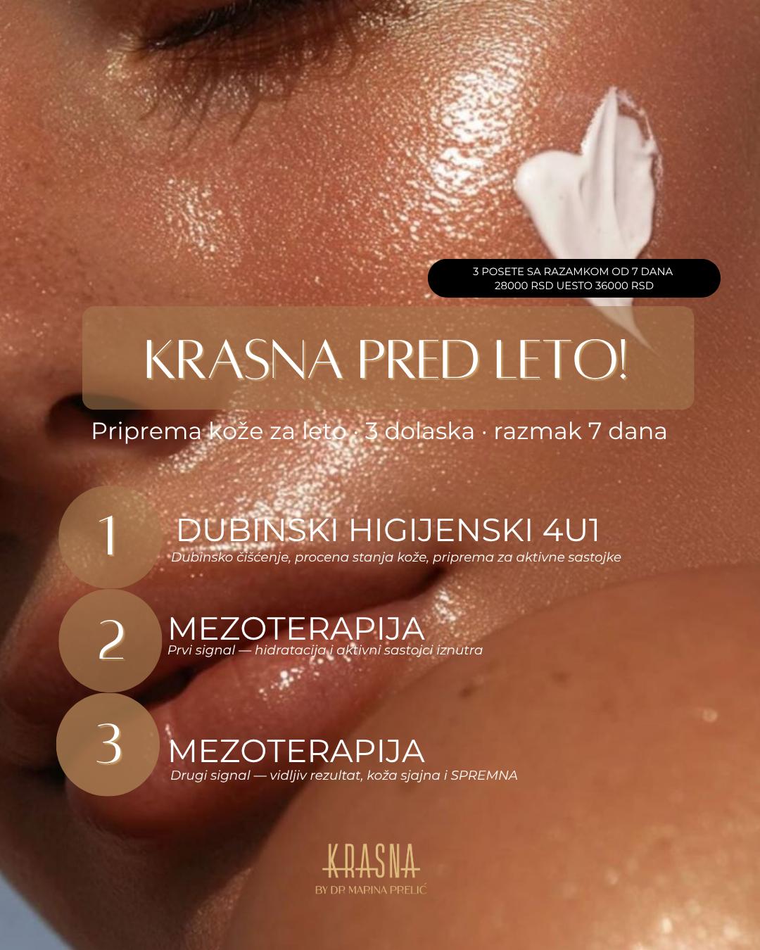 KRASNA pred leto! 3 DOLASKA ZA SPREMNU KOŽU! - Krasna, Beograd Tretman lica Lice Tretman lica, Beograd, Vračar, Čubura, Crveni krst