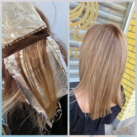 Tesoro Capelli #novisad Pramenovi Pramenovi na foliju + preliv + feniranje - kosa srednje dužine Fr