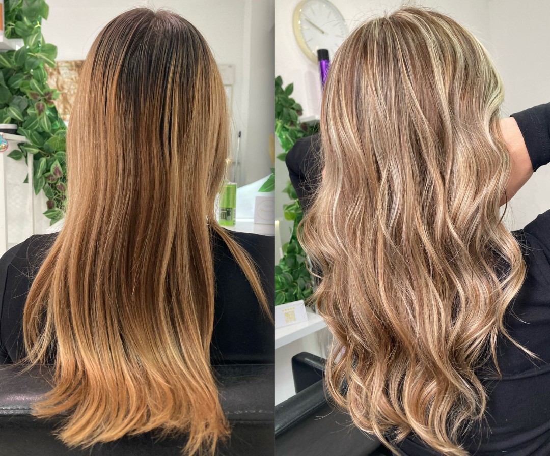 Atelje Glossy Hair #beograd Keratinski tretmani Pramenovi / balayage + Glossy tretman + feniranje - duga kosa