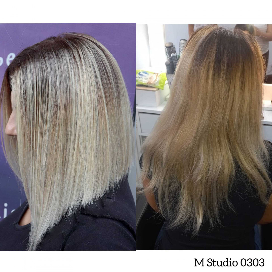 Pramenovi na foliju + preliv + feniranje na ravno / lokne - kosa srednje dužine - M Studio 0303, Novi Sad Pramenovi Frizerski saloni Pramenovi, Novi Sad, Sajmište, Detelinara, Banatić