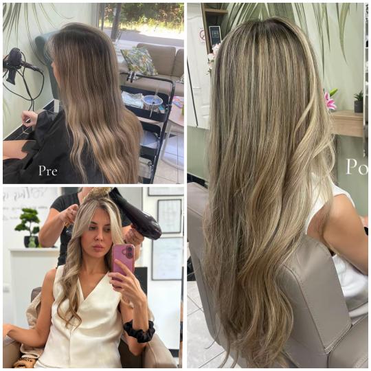 BeautyFull Studio Lepote #novisad Pramenovi Pramenovi kocka +feniranje- ekstra duga kosa Korekcija p