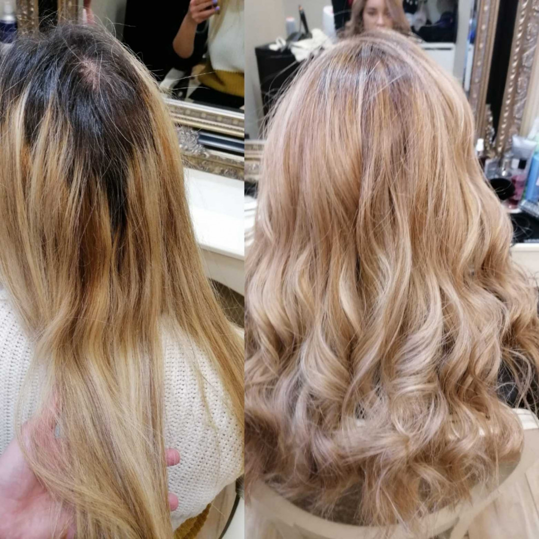 Bibi beauty centar #beograd Pramenovi Pramenovi na foliju u 1 / 2 boje / blanšem + olaplex+ preliv - duga kosa