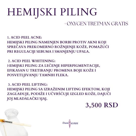 Vreme za mene #novisad Tretman lica Hemijski piling lica + Oxygen tretman gratis
