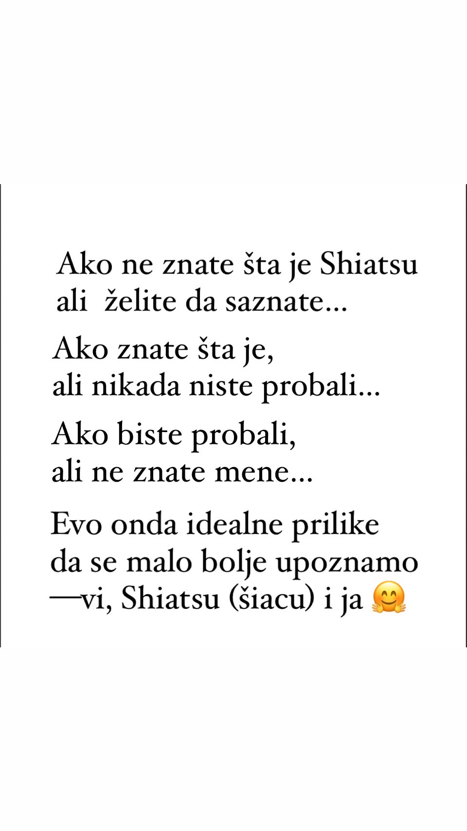 SAWUBONA Shiatsu Studio #beograd Šiacu masaža HOĆU DA SE OSVEŽIM - Shiatsu Mini-tretman (20€)