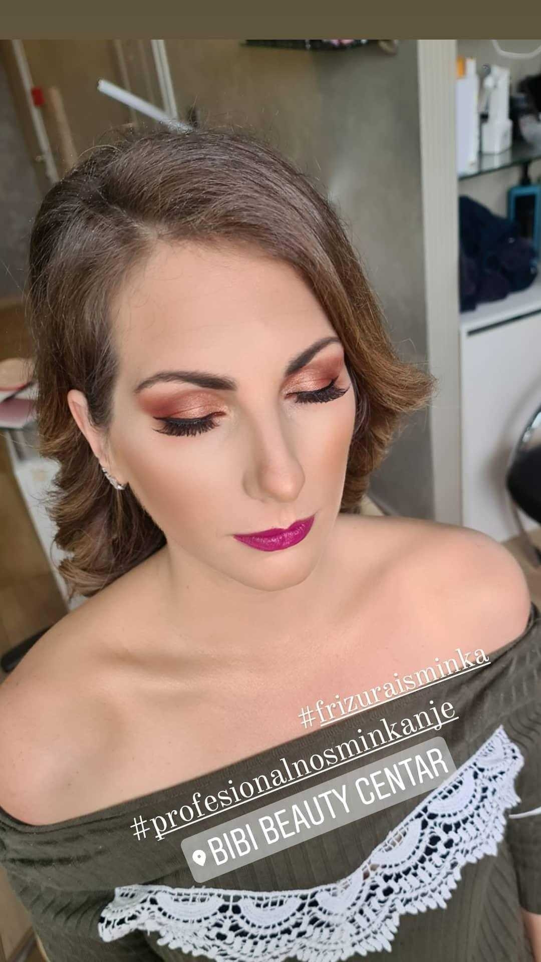 Bibi beauty centar #beograd Make-up / šminkanje Profesionalno šminkanje + veštačke trepavice + svečana frizura