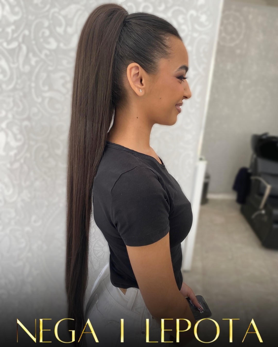 Visoki rep frizura + iznajmljivanje repa - tamno braon, dužina 90cm - Nega i lepota NS 1, Novi Sad Nadogradnja kose Frizerski saloni Nadogradnja kose, Novi Sad, Rotkvarija, Podbara, Salajka
