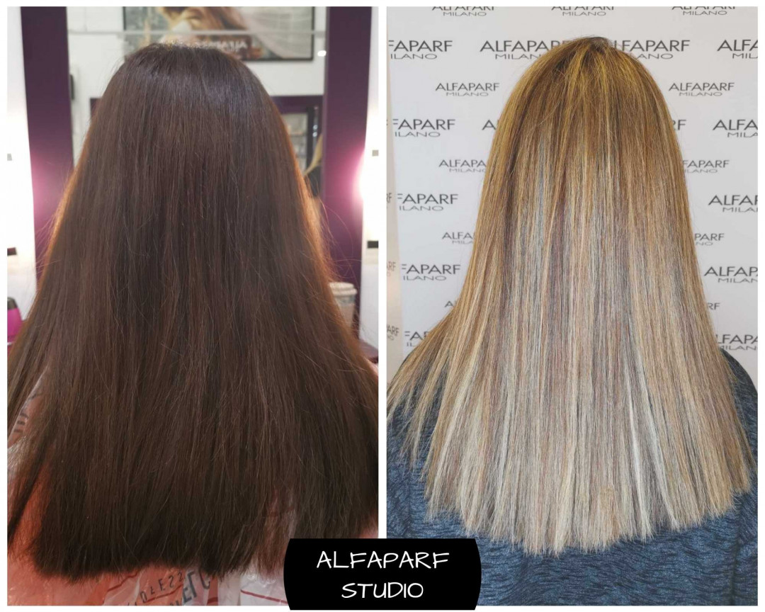 Alfaparf Studio #beograd Pramenovi Izvlačenje pramenova blanšem + preliv - duga kosa