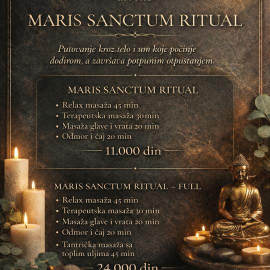Maris Sanctum #novisad Masaža za opuštanje / relax / antistres Relaks masaza 60min + Tantricka mas