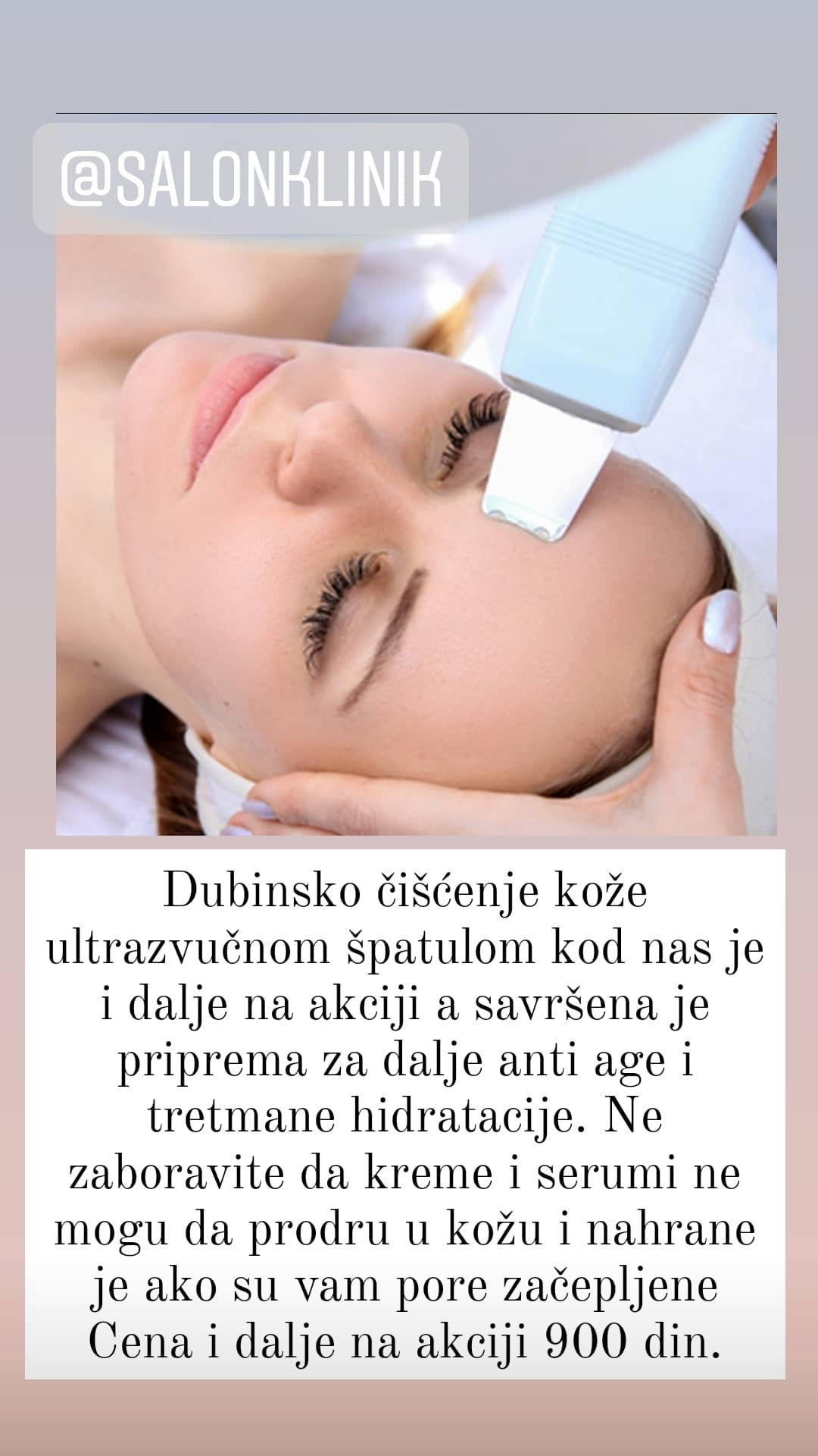 Salon Klinik #beograd Tretman lica Čišćenje lica ultrazvučnom špatulom