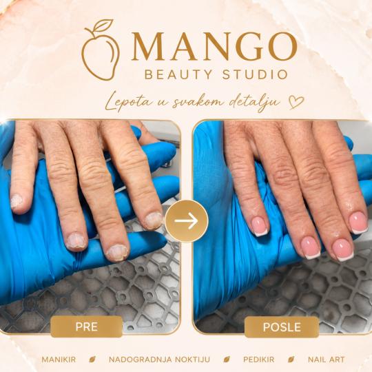 Mango beauty studio #novisad Izlivanje noktiju Izlivanje noktiju gelom - S dužina Nokti