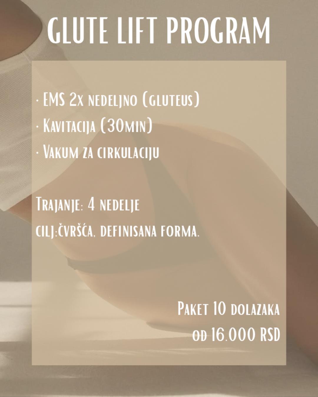 Glute lift program - Mine beauty concept, Niš Tretmani tela Telo Tretmani tela, Niš, Medijana