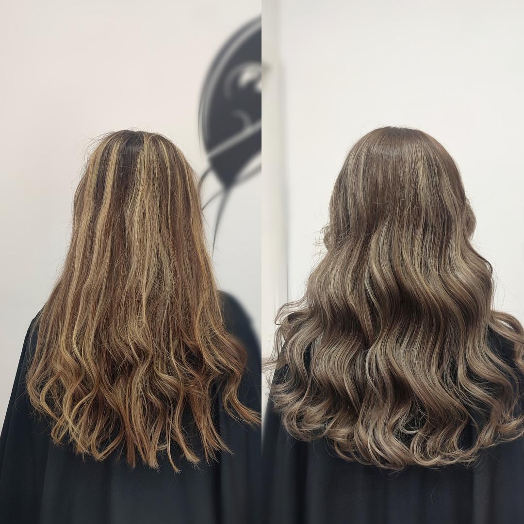 Preliv (toner)- ekstra duga kosa (preko lopatica) - Infinity Hair, Novi Sad Farbanje kose Frizerski saloni Farbanje kose, Novi Sad, Grbavica, Liman, Adamićevo