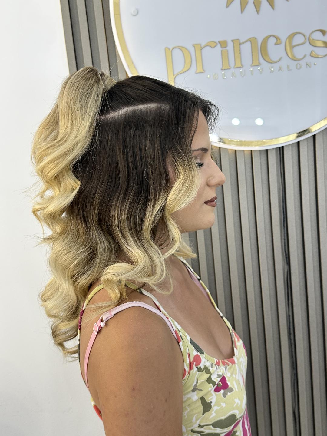 Svečana frizura lokne - kosa srednje dužine - Princess beauty, Niš Pletenice, kike, punđe Frizerski saloni Pletenice, kike, punđe, Niš, Palilula