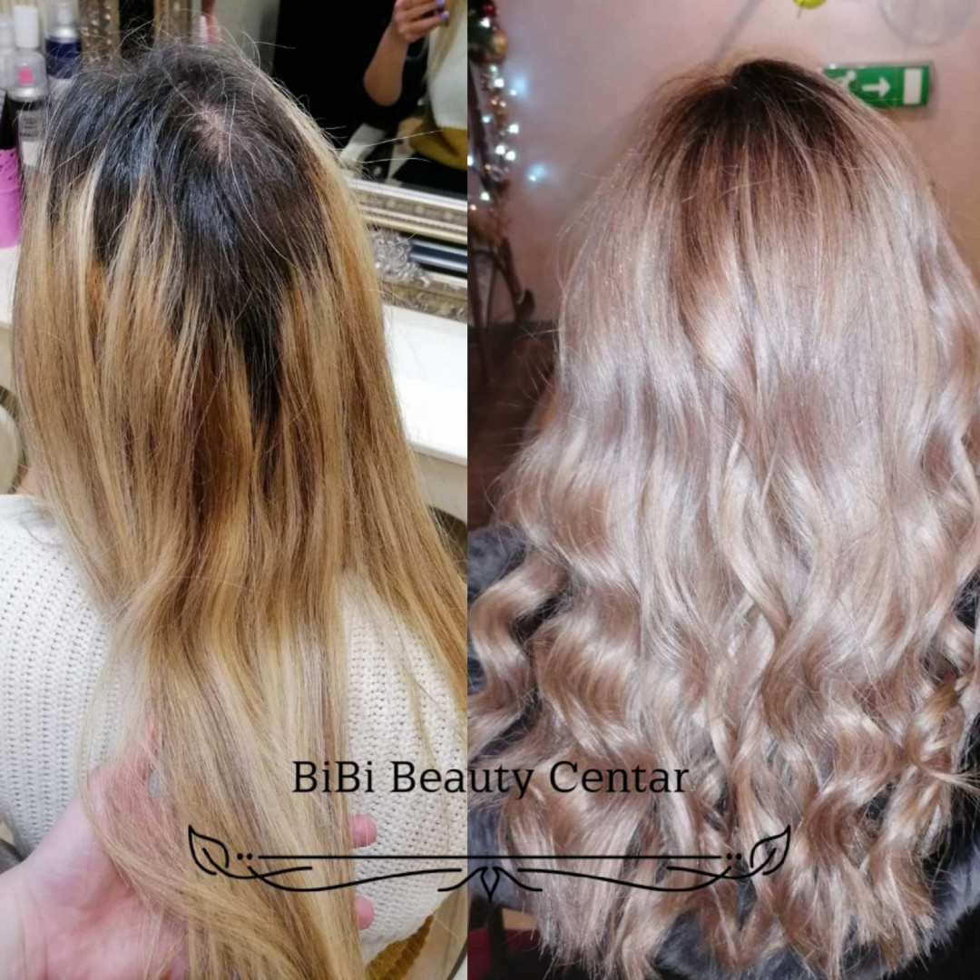 Bibi beauty centar #beograd Farbanje kose Farbanje cele dužine - kosa srednje dužine