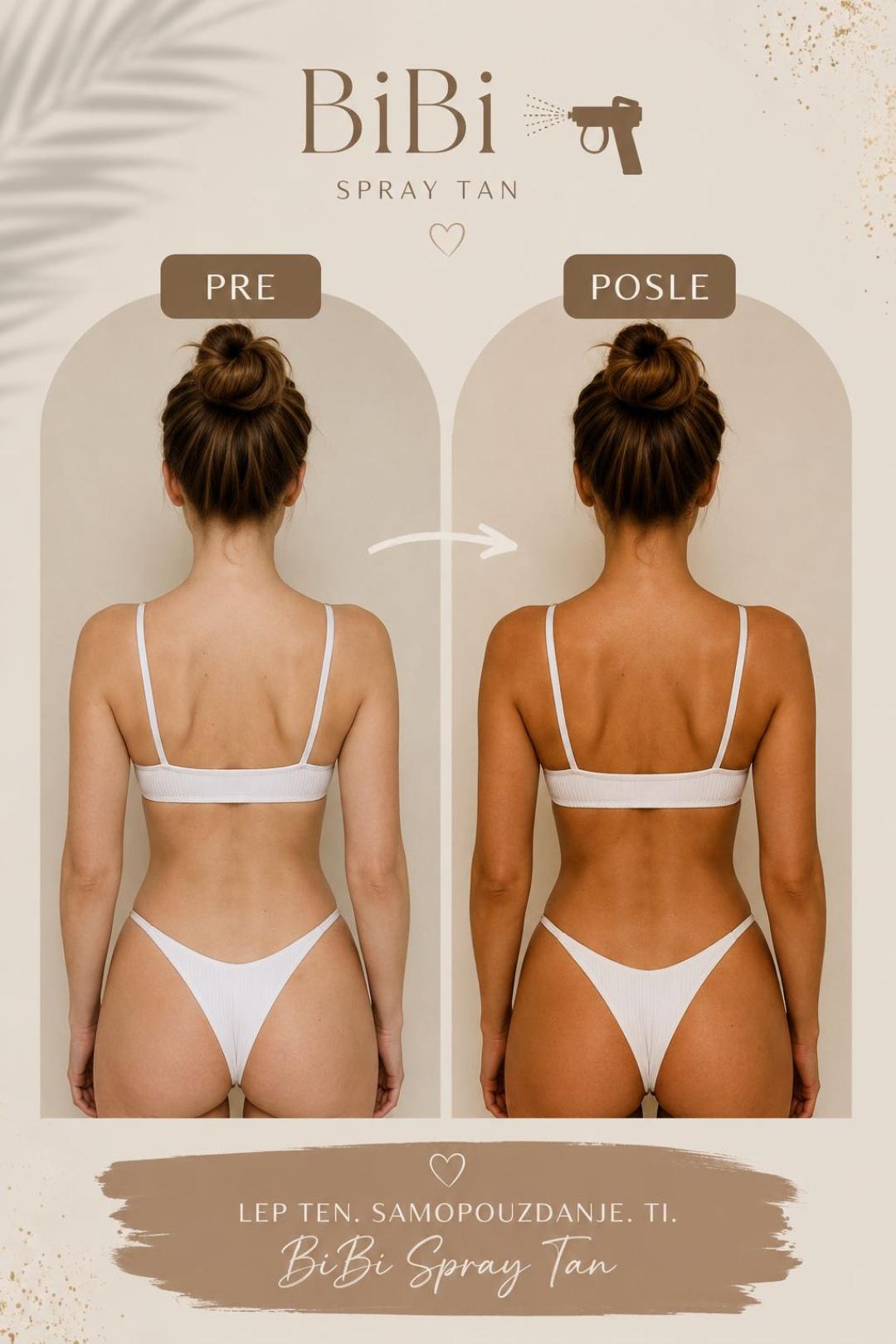 Bibi beauty centar #beograd Air brush potamnjivanje kože Airbrush potamnjivanje - celo telo