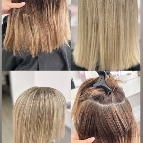 HeliS #beograd Pramenovi Pramenovi na foliju / Balayage + preliv + feniranje - kosa srednje dužine