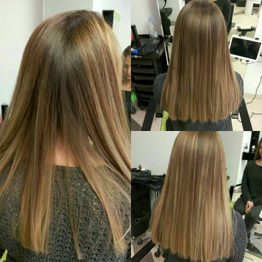 Art 'n' cut #beograd Pramenovi balayage Pramenovi na foliju boja i blanš - kosa srednje d