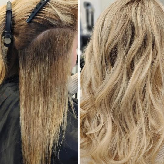 Kotenkova Studio & Education #beograd Pramenovi Blond tehnike cele dužine - kosa srednje dužine